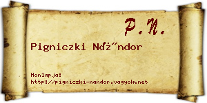 Pigniczki Nándor névjegykártya